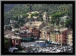 Góry, Lasy, Liguria, Miasteczko, Portofino, Morze, Jachty, Łodzie