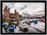 Miasto, Caernarfon, Port, Zamek, Walia, Wielka, Brytania