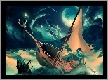 Cyril Rolando, Mężczyzna, Łódka, Morze, Księżyc