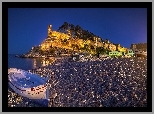 Hiszpania, Tossa de Mar, La Vila Vella, Kamienne, Mury, Plaża, Łódka