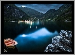 Norwegia, Fiord Geiranger, Góry, Odbite, Światła, Łódka