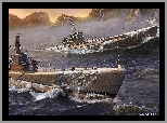 Gra, World of Warships, Okręty podwodne, Ocean, Skały, Cieśnina