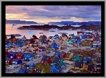Grenlandia, Miasto, Kolorowe, Domy, Ocean, Statek