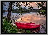 Jezioro, Las, Czerwona, Łódka