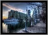 Kanada, Toronto, Harbourfront, Wschód, Słońca,Statki