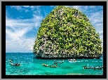 Tajlandia, Wyspa Ko Phi Phi, Zatoka Loh Samah Bay, Morze, Łódki