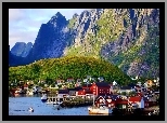 Wieś, Nad, Morzem, Góry, Port, Statki, Norwegia