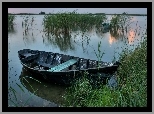 Jezioro, Łódka, Trawy