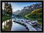 Pomost, Łódki, Jezioro, Góry