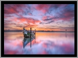 Rzeka, Laguna, Zalew, Ria de Aveiro, Łódka, Wschód słońca, Portugalia