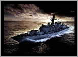 Statek, Wojenny, Niszczyciel, Morze