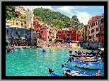 Włochy, Vernazza, Kanał, Łodzie