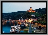 Zamek Reichsburg, Miasto Cochem, Niemcy, Rzeka Mozela, Statki