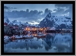 Łodzie, Góry, Zima, Norwegia