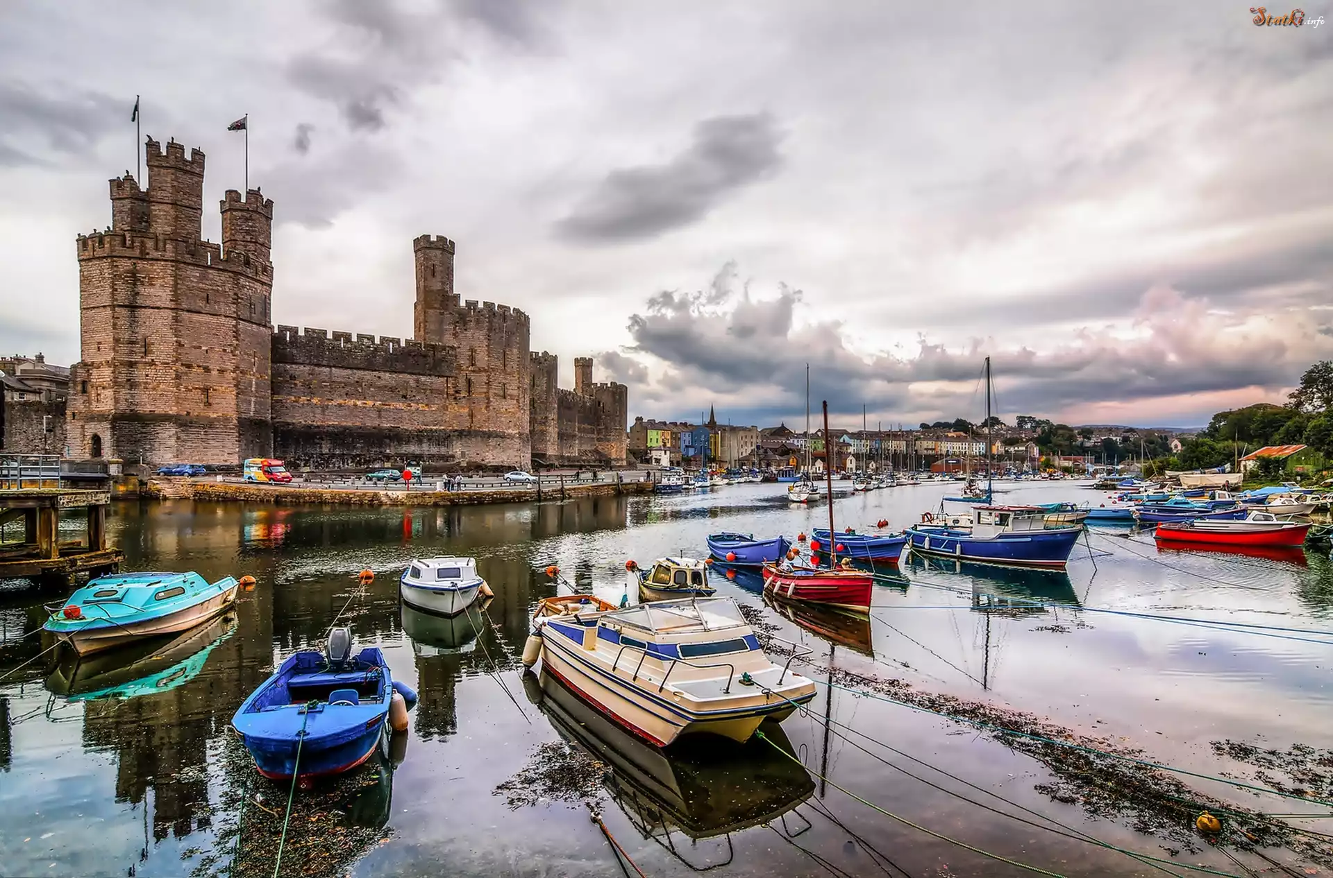 Miasto, Caernarfon, Port, Zamek, Walia, Wielka, Brytania