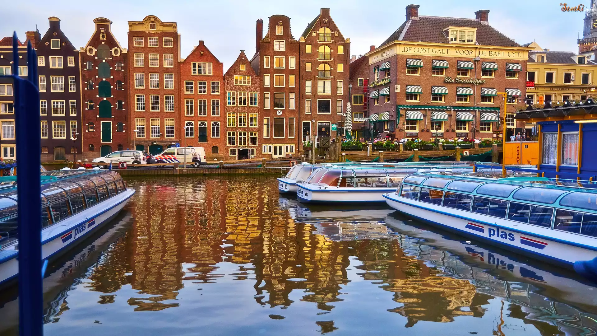 Holandia, Amsterdam, Łódki, Kanał, Domy