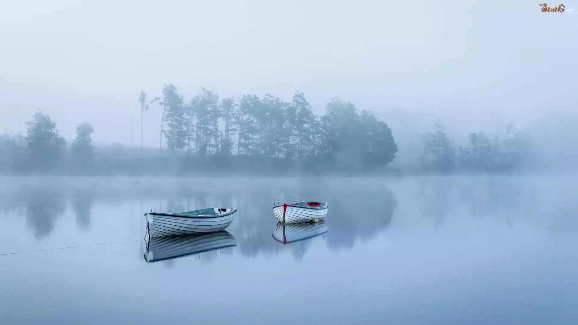 Łódki, Jezioro, Mgła