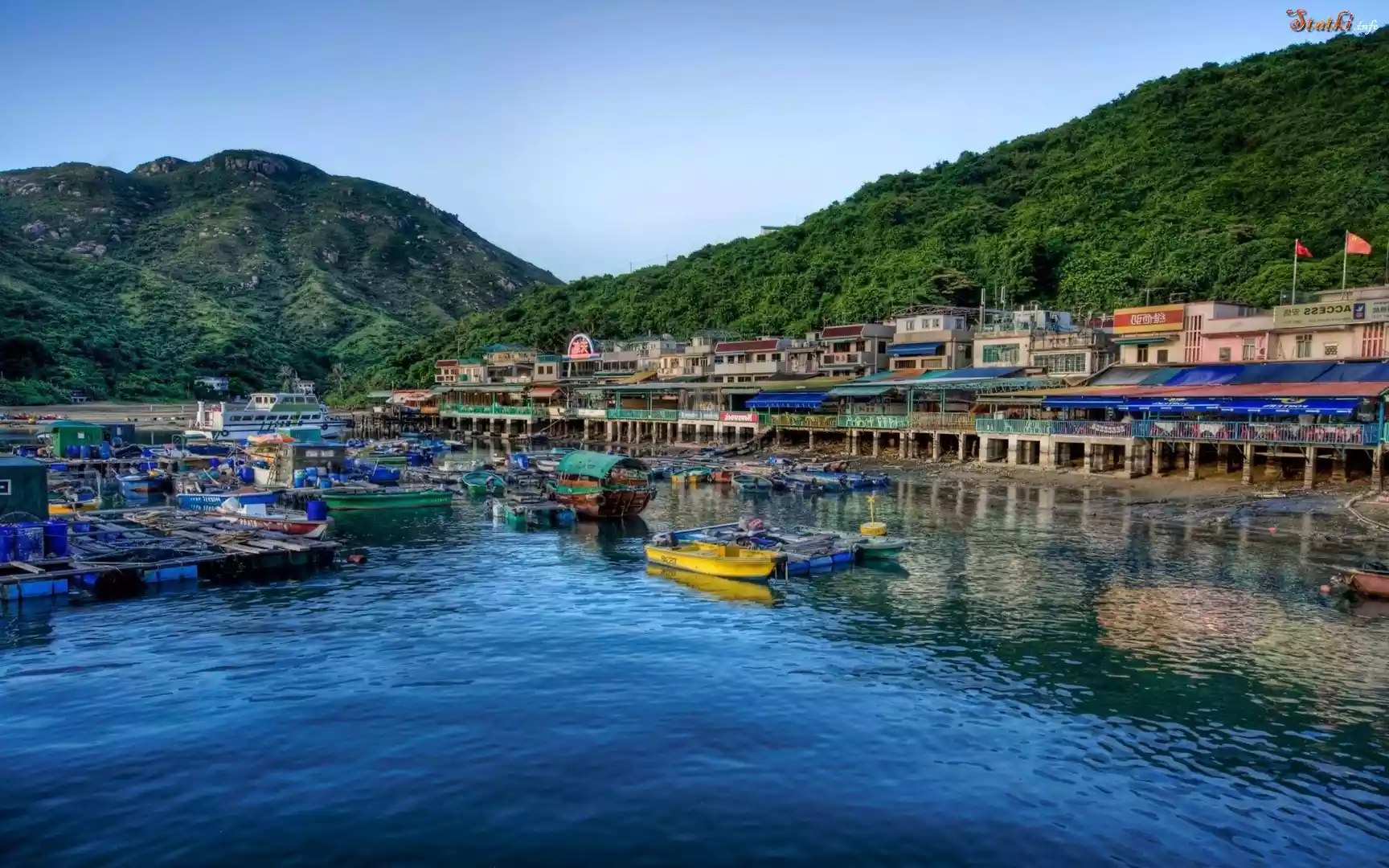 Hong Kong, Wyspa, Lamma, Morze, Las, Domy, Łódki