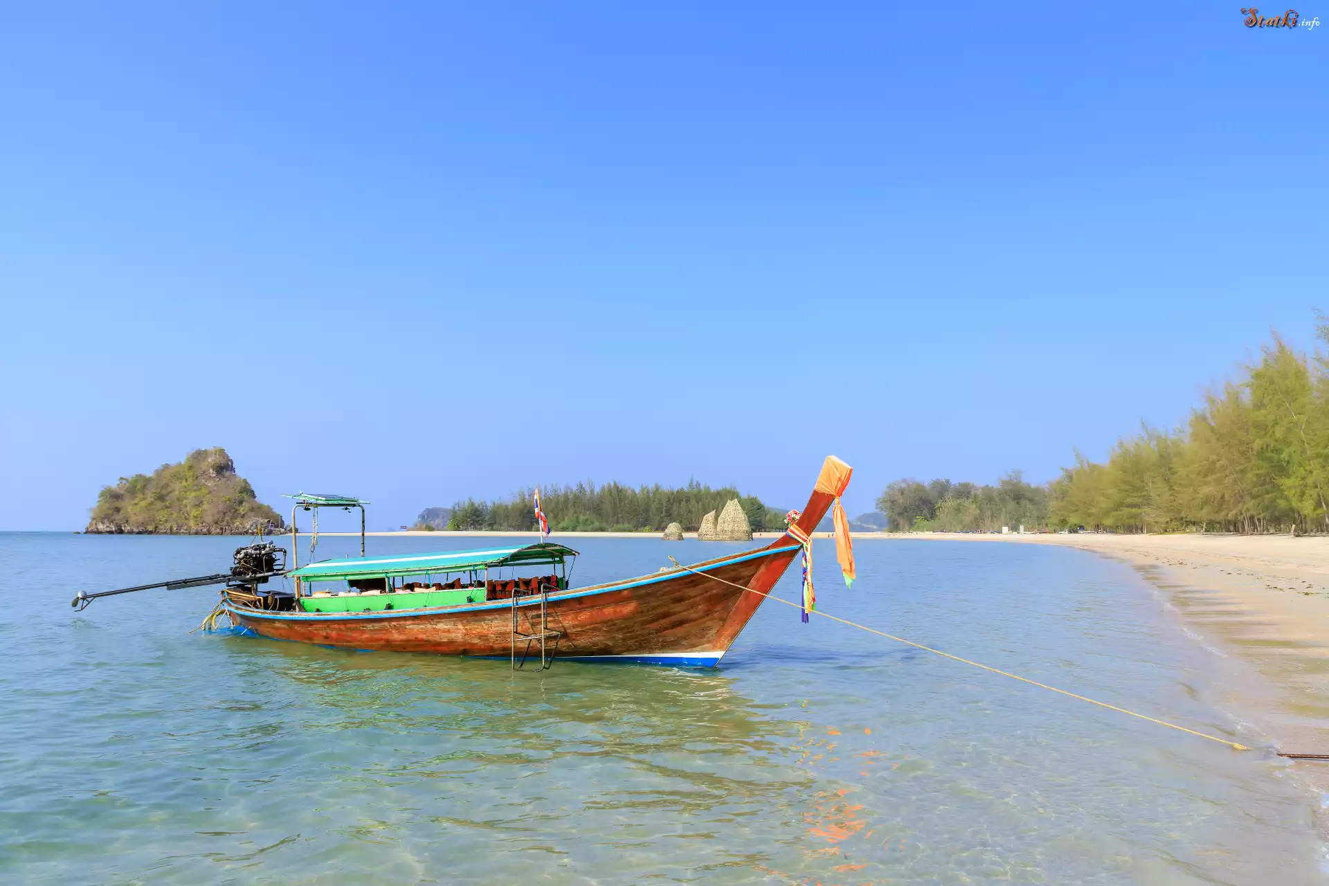 Phuket, Plaża, Noppharat Thara, Drzewa, Skała, Łódź, Morze Andamańskie, Krabi, Tajlandia