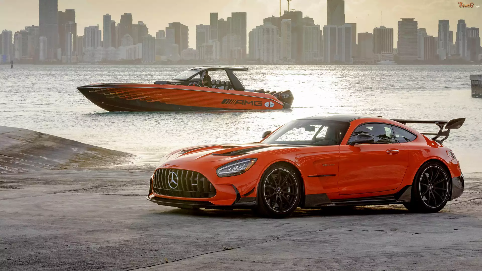 Pomarańczowy, Mercedes-AMG GT Black Series, Motorówka