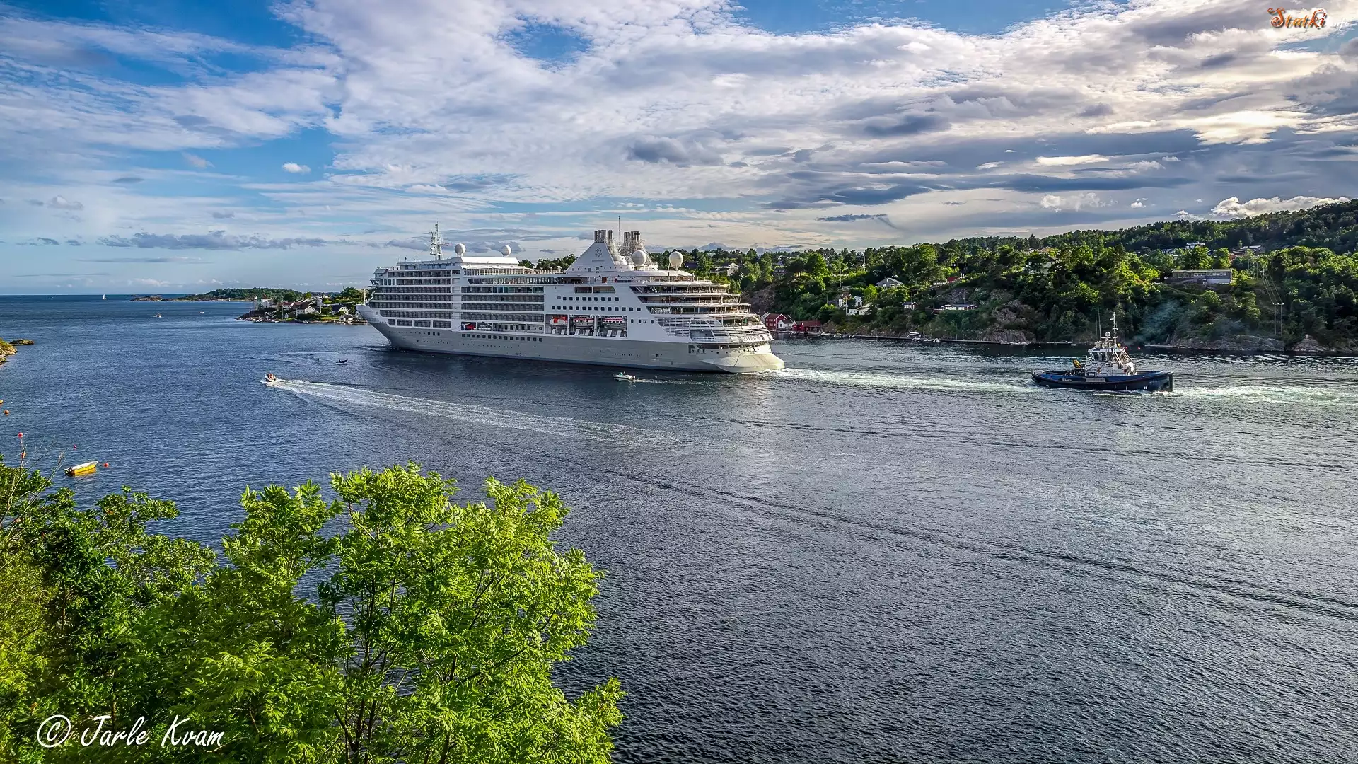 Statek pasażerski, Łódki, Morze, Galtesund, Arendal, Norwegia
