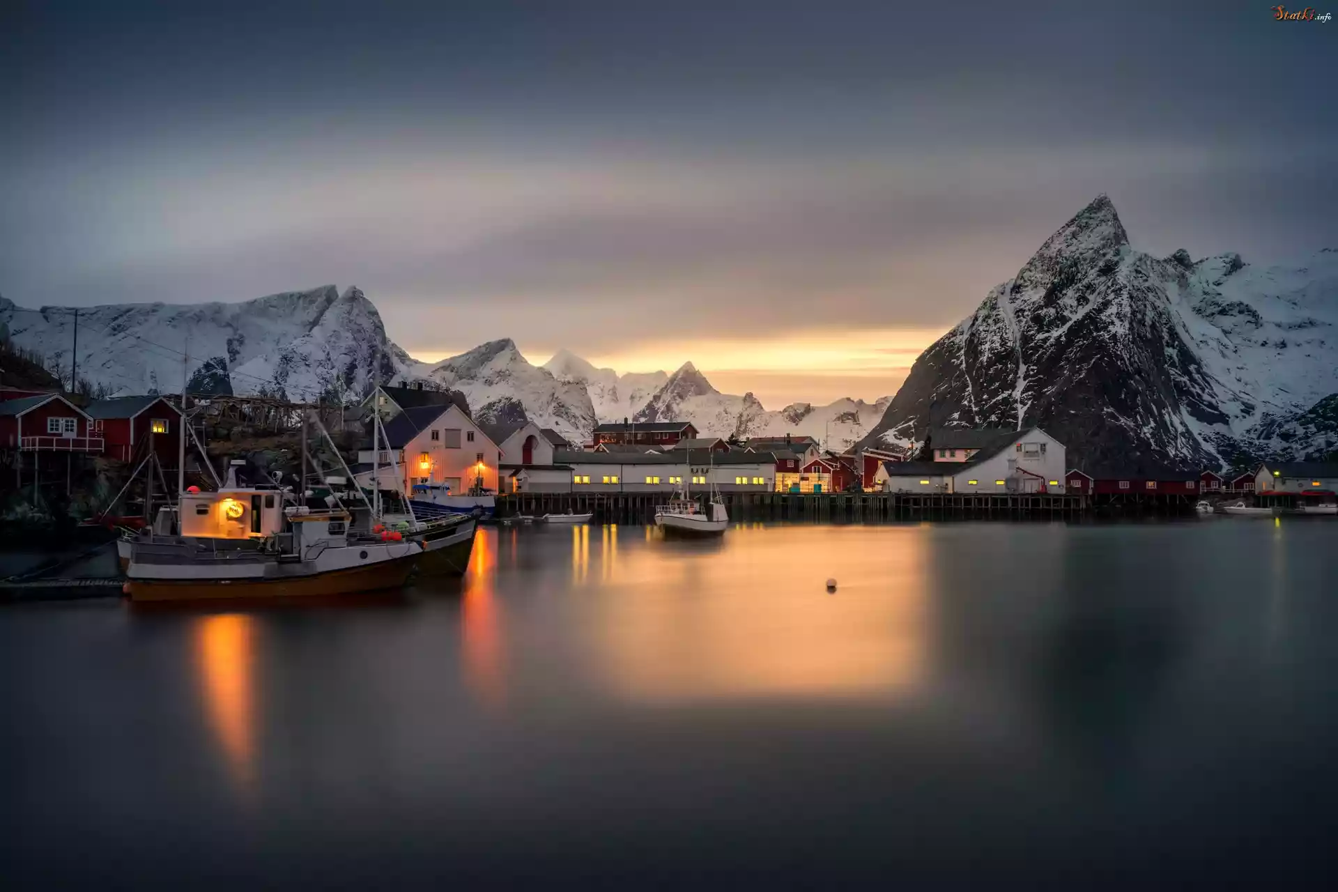 Lofoty, Norwegia, Góry, Kutry, Dom, Zima Góry