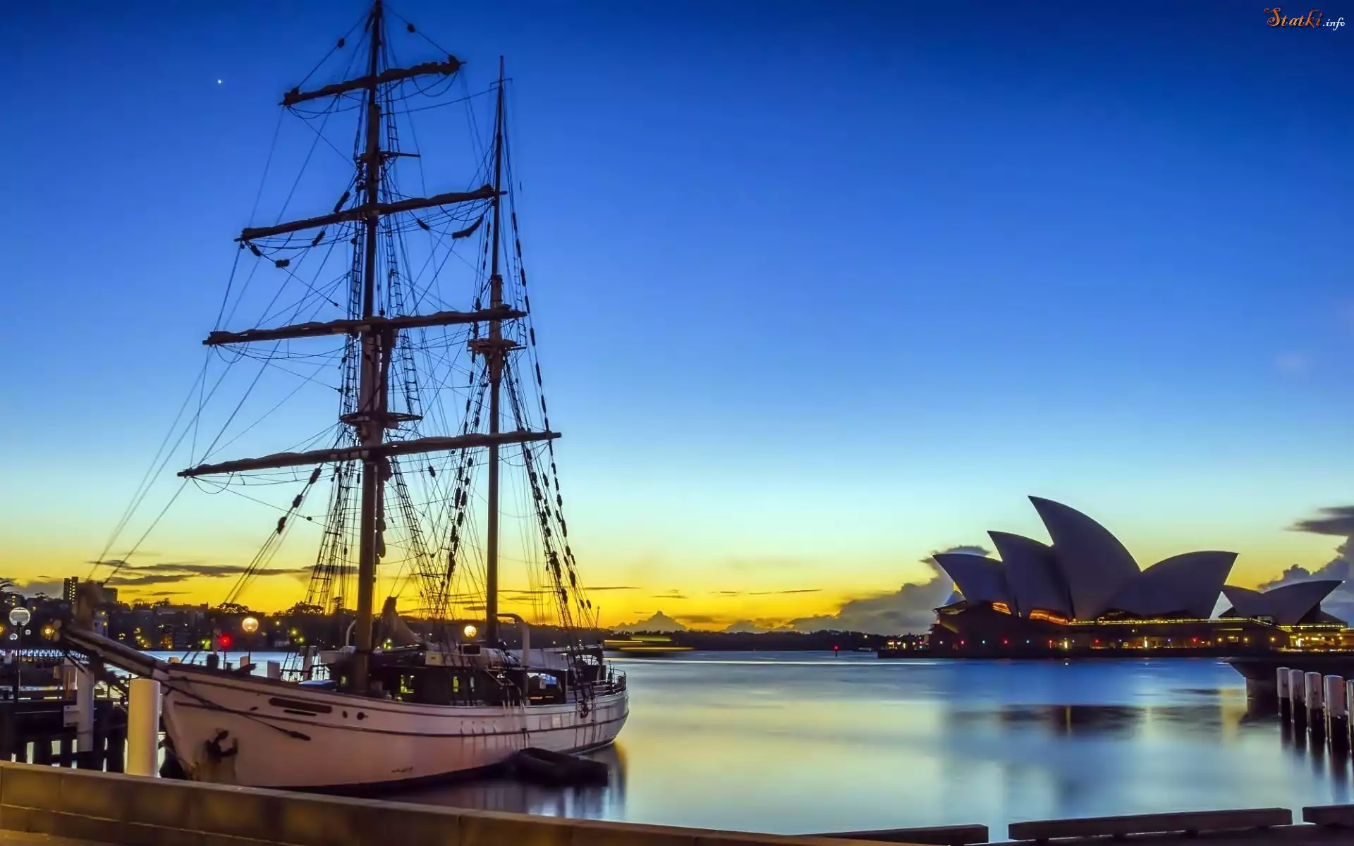 Australia Opera, Sydney, Żaglowiec, Wschód, Słońca