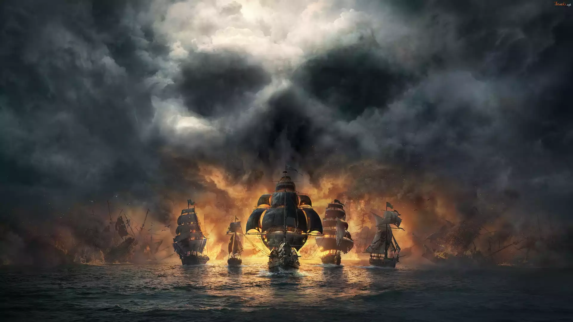 Skull and Bones, Żaglowce, Chmury, Morze