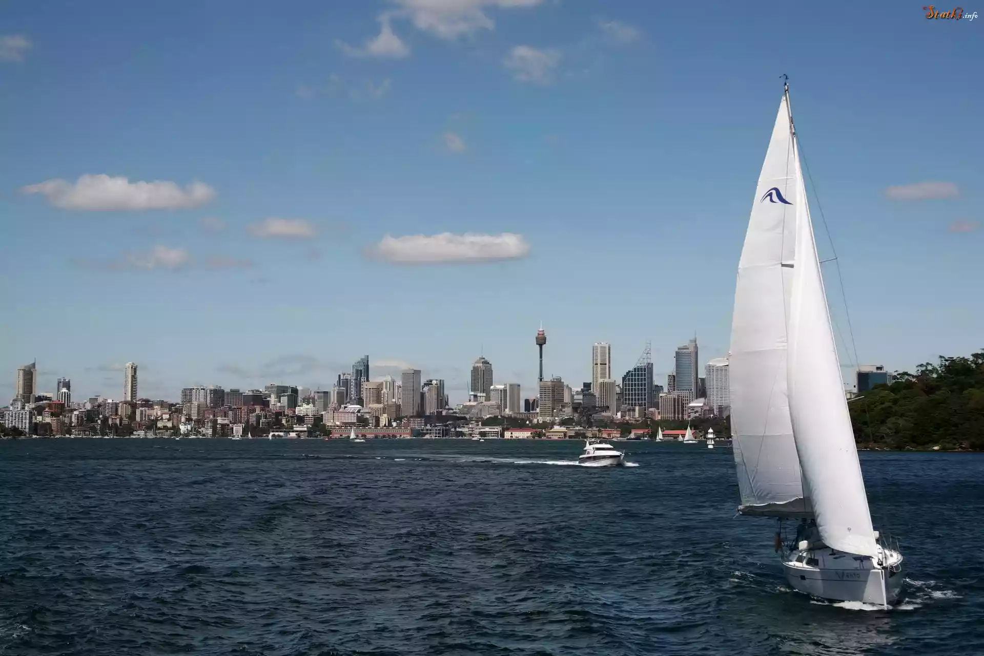 Australia, Sydney, Miasto, Zatoka, Motorówka, Żaglówki